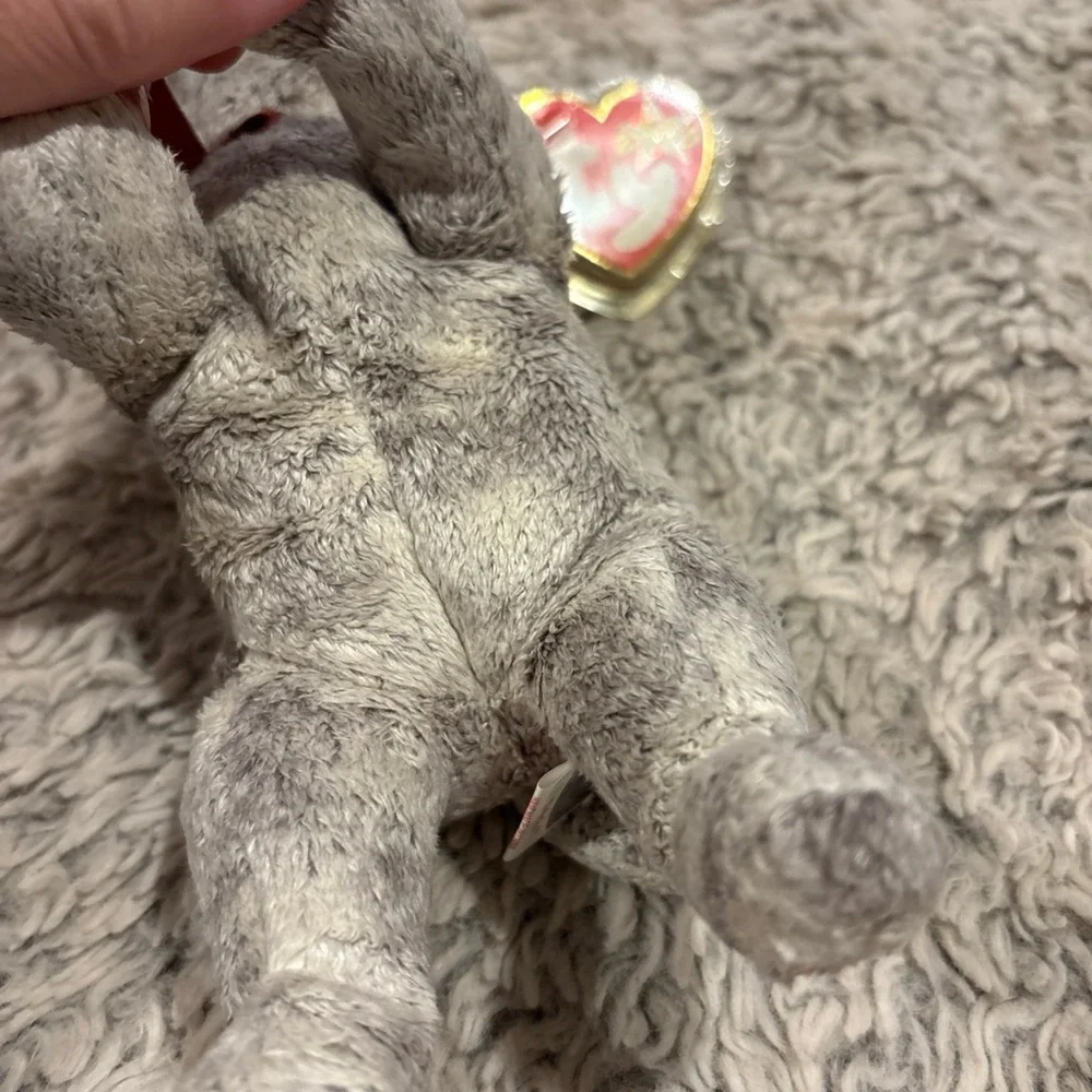 Ty Beanie Babies Tricks Dog‎ Unisex OS Grey Good 2000 Retired Plush Toy Ribbon
